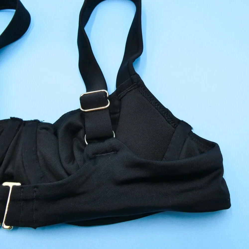 Victorias Secret 34A Black Underwired Push Up Wide Straps Bikini Top Swimwear VS